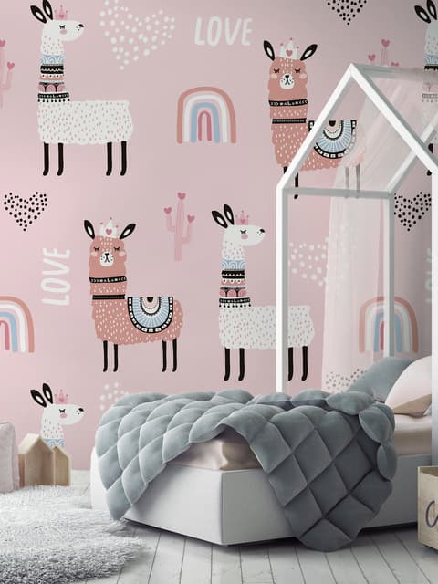 Fancy Lamb with Nursery Rainbow Wallpaper Mural