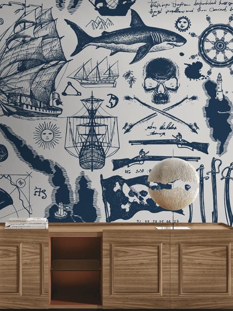 Sailor Map Adventure Kids Wallpaper Mural