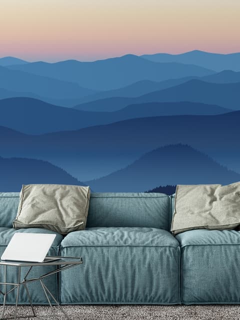 Mountain Silhouette at Sunset Wallpaper Mural