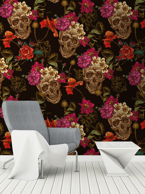 Fancy Skull Pattern Wallpaper Mural