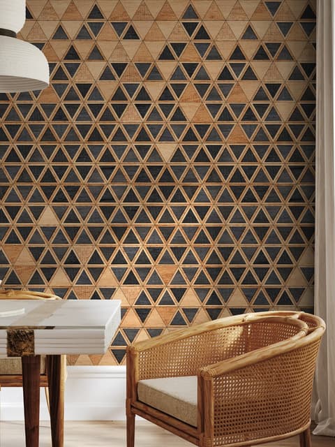 Geometric Triangle Shape Wood Texture Effect Wall Mural 
