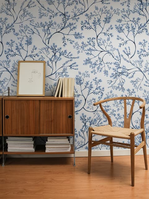 Monochrome Botanical Plants Chinoiserie Wallpaper Mural