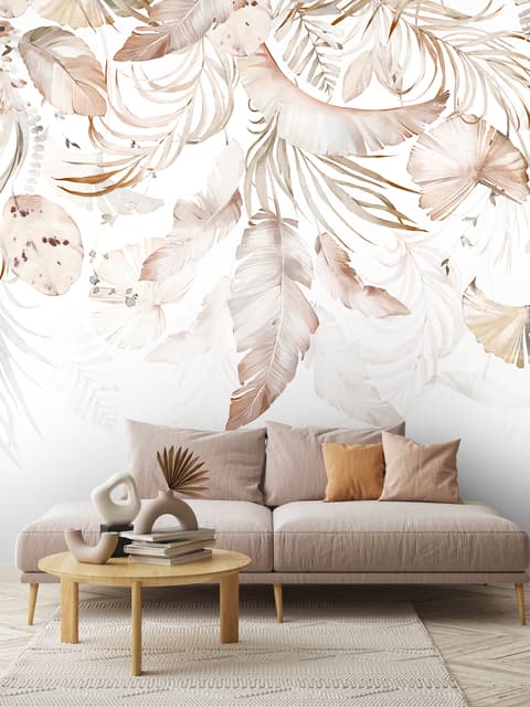 Boho Abstract Banana Leaf Art Wallpaper Mural