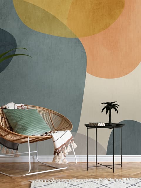Abstract Geometric Shapes Paintbrush Art Wallpaper Mural