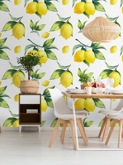 Lemon with Leaf Wallpaper Mural