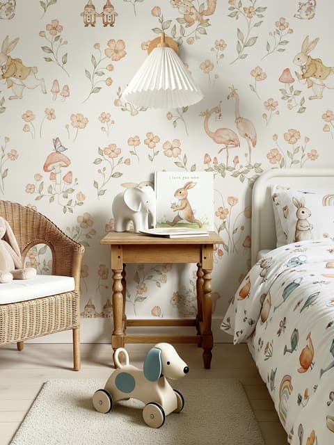Kids Storybook Garden Animals Wallpaper Mural