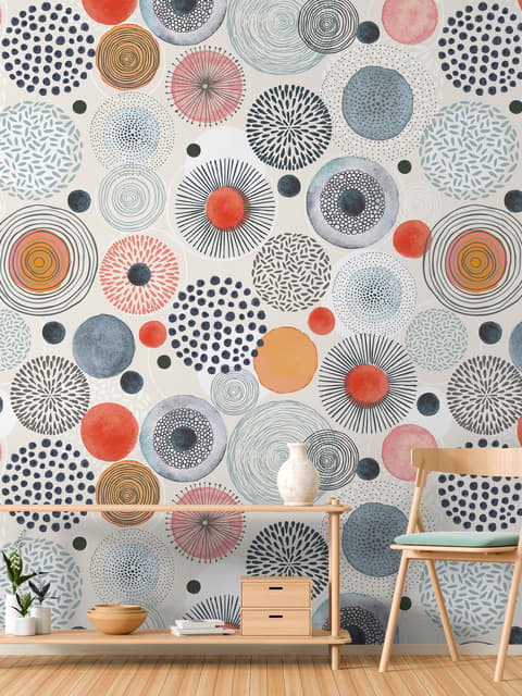 Abstract Colorful Circle Wallpaper Mural