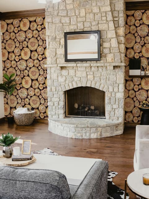 Stacked Wooden Stumps Wallpaper Mural