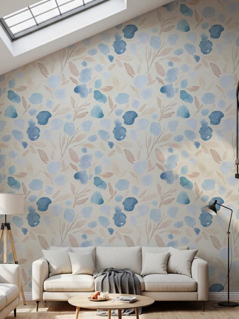 Watercolor Leaf and Twigs Printing Wallpaper Mural