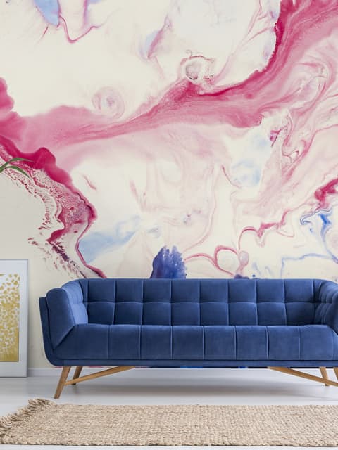 Pink Blue Marble Style Brush Wallpaper Mural