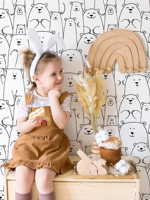 Papier peint dessin ours mignon pour enfants