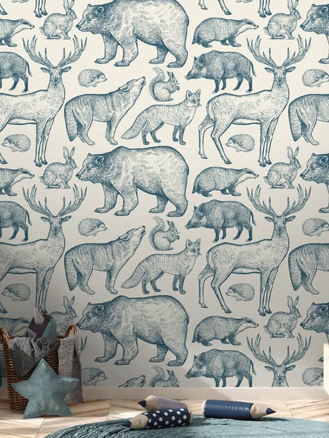 Papier peint dessin animal nordique enfants