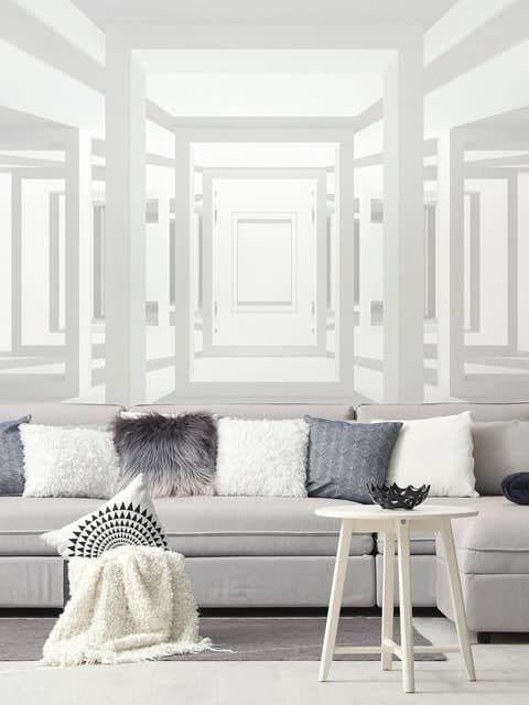 3D Look Abstract Architecture White Corridor Wallpaper Mural
