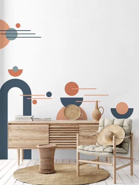 Geometric Arch with Shapes Wall Decal Sticker