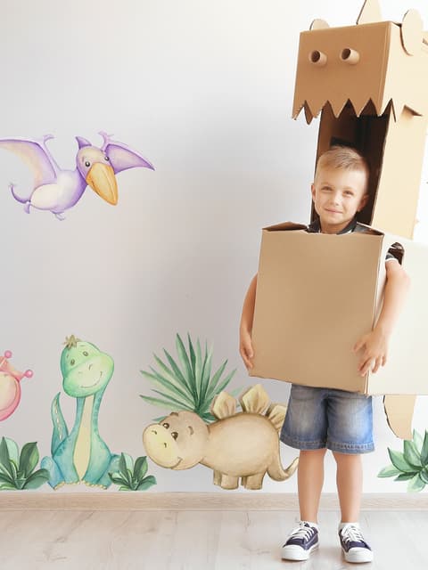 Cute Watercolor Dinosaur Wall Decal Sticker
