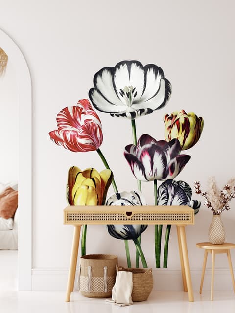 3D Dutch Floral Colorful Tulips Wall Decal Sticker