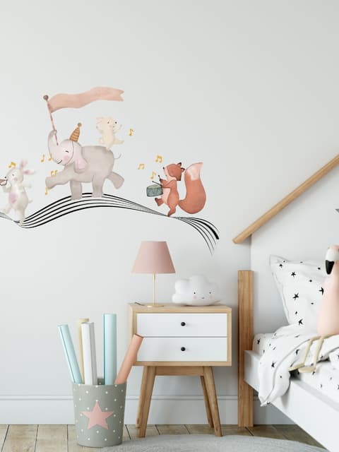 Cute Animals Singing on the Music Notes Wall Decal Sticker