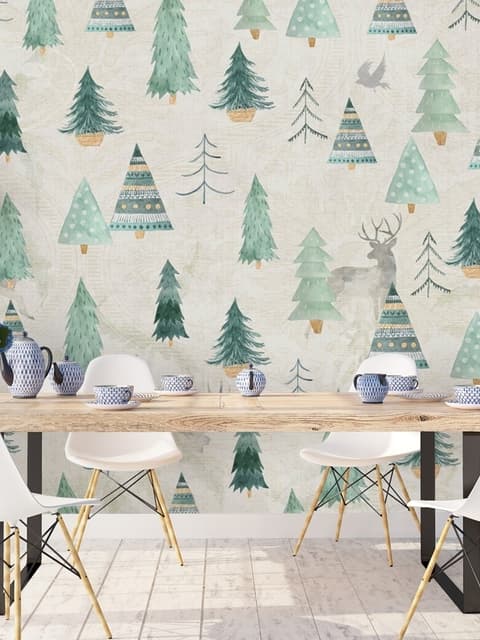Nostalgic Tree Pattern Wallpaper Mural