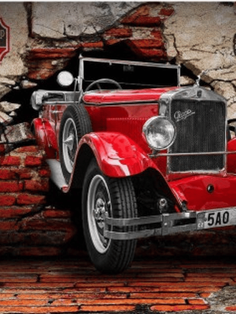 3D Look Vintage Car Wallpaper Mural