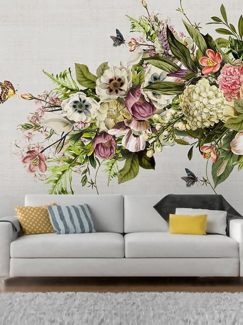 Vintage Hydrangea Floral Wallpaper Mural
