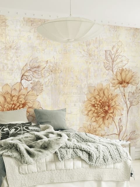 Vintage Dahlia Flower Wallpaper Mural