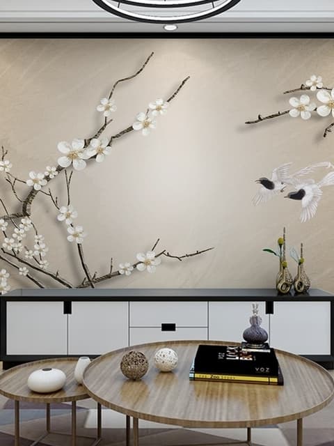 Vintage Floral Plum Blossom Wallpaper Mural