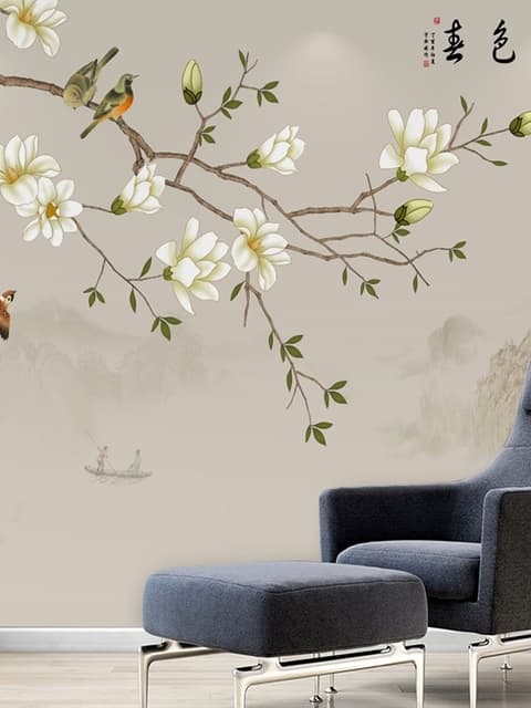 Papier peint panoramique vintage plum blossom floral