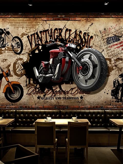 Papier peint moto vintage avec drapeau américain