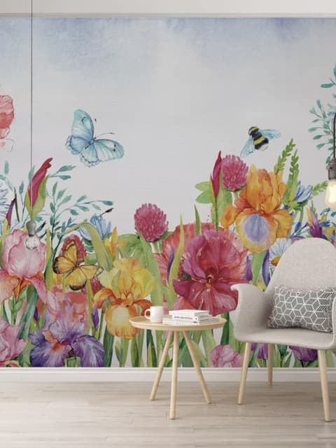 Watercolor Garden Floral Wallpaper Mural