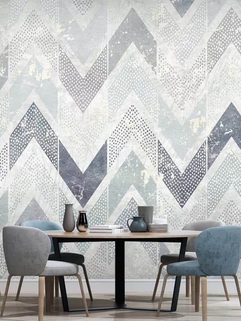 Papier peint panoramique avec motif en zigzag et pointillés