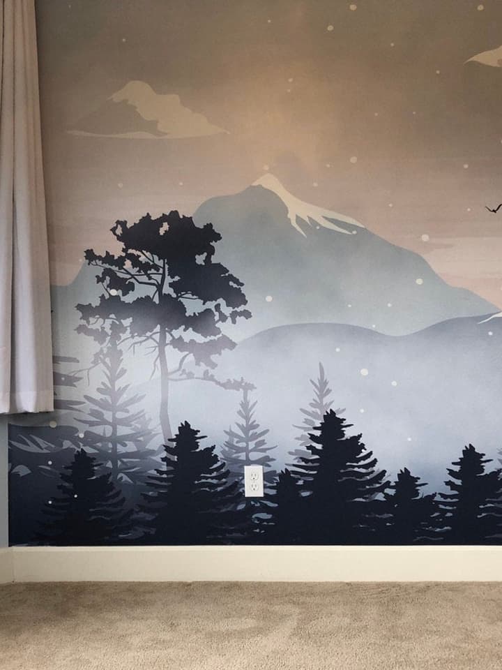 Kids Mountain Landscape with Snow Wallpaper Mural