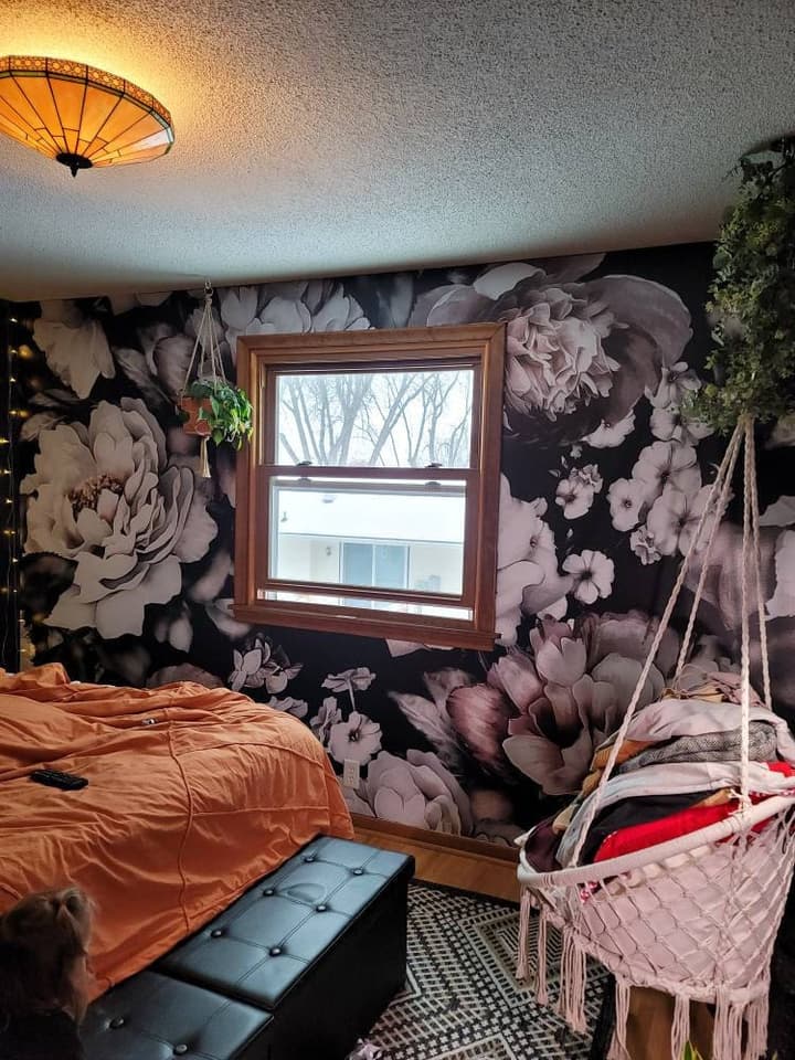 Vintage Dark Large Peony Flower Wallpaper Mural