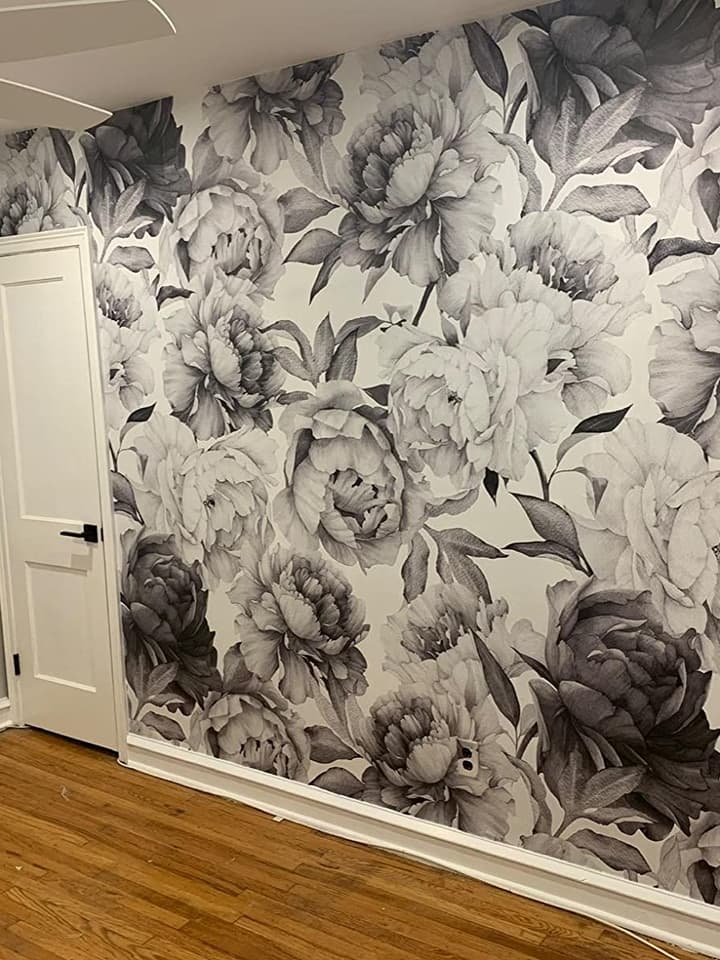 Dark Floral Charcoal Rose Flower Wallpaper Mural