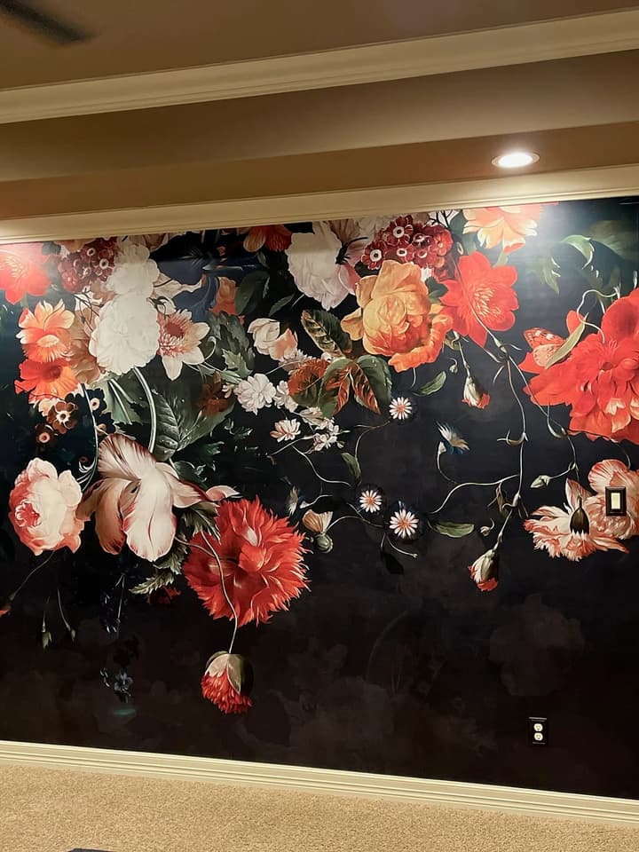 Golden Age Large and Dark Floral Wallpaper Mural