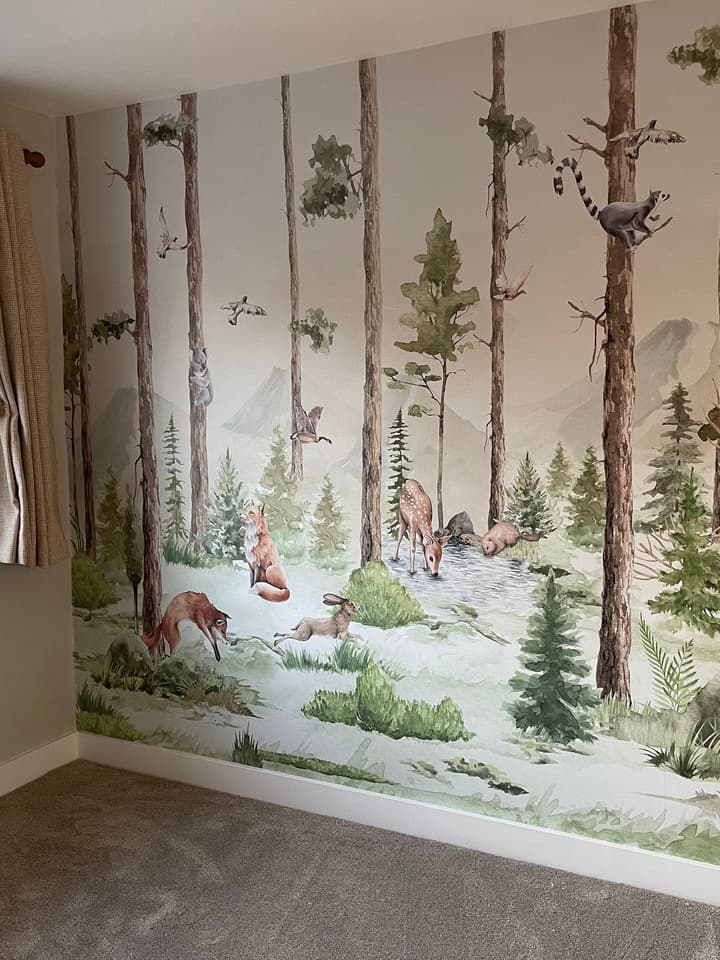 Kids Forest Animals in the Jungle Wallpaper Mural