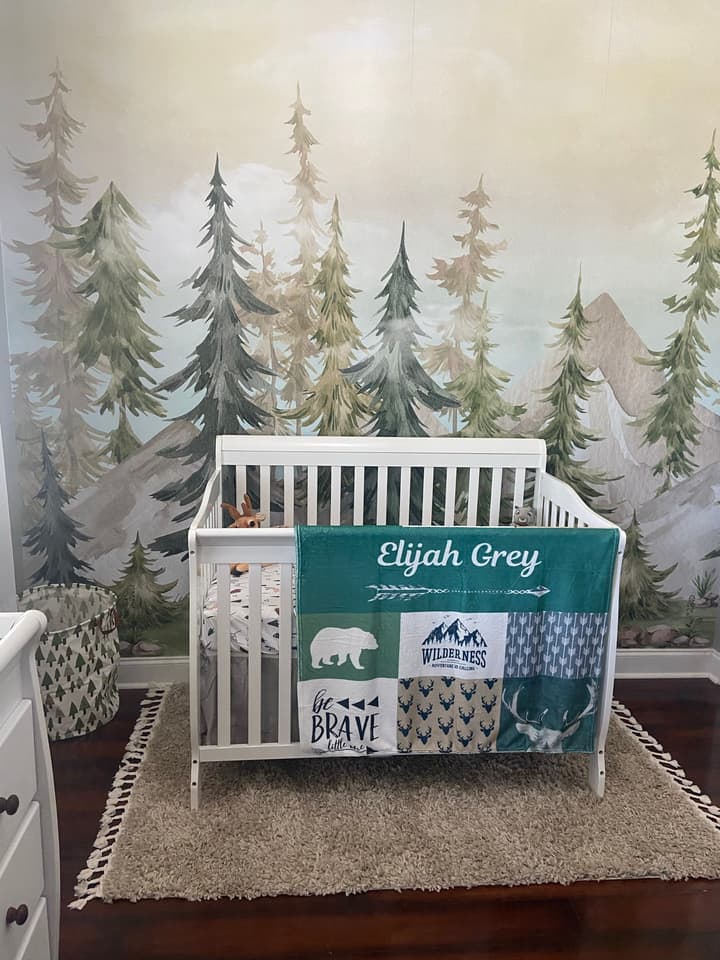 Watercolor Pine Tree Kids Nursery Forest Wallpaper Mural