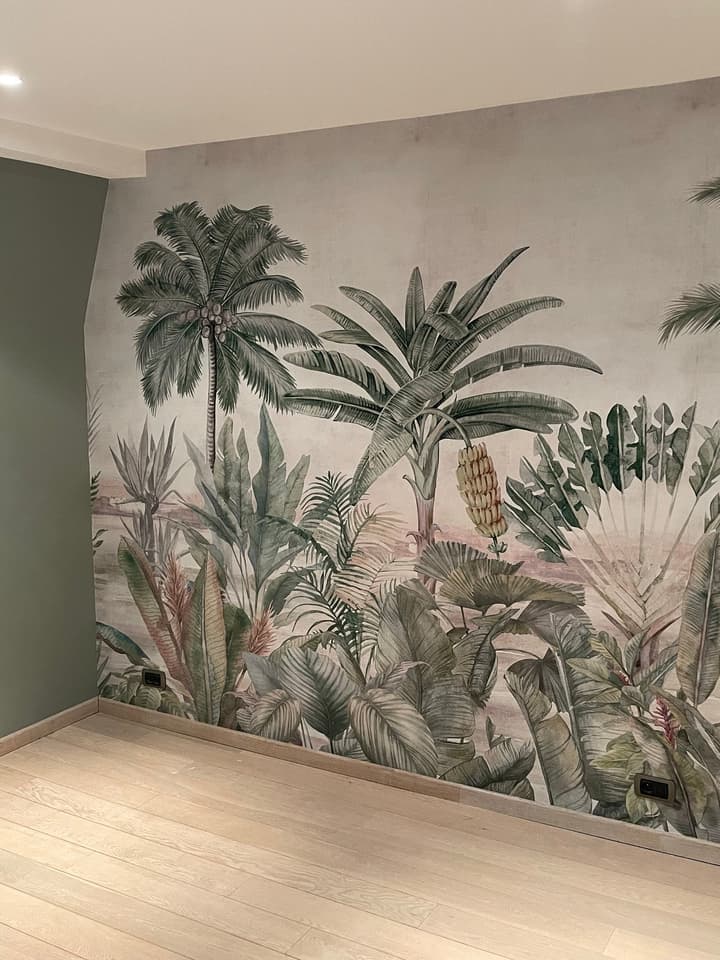 Watercolor Vintage Tropical Forest Wallpaper Mural