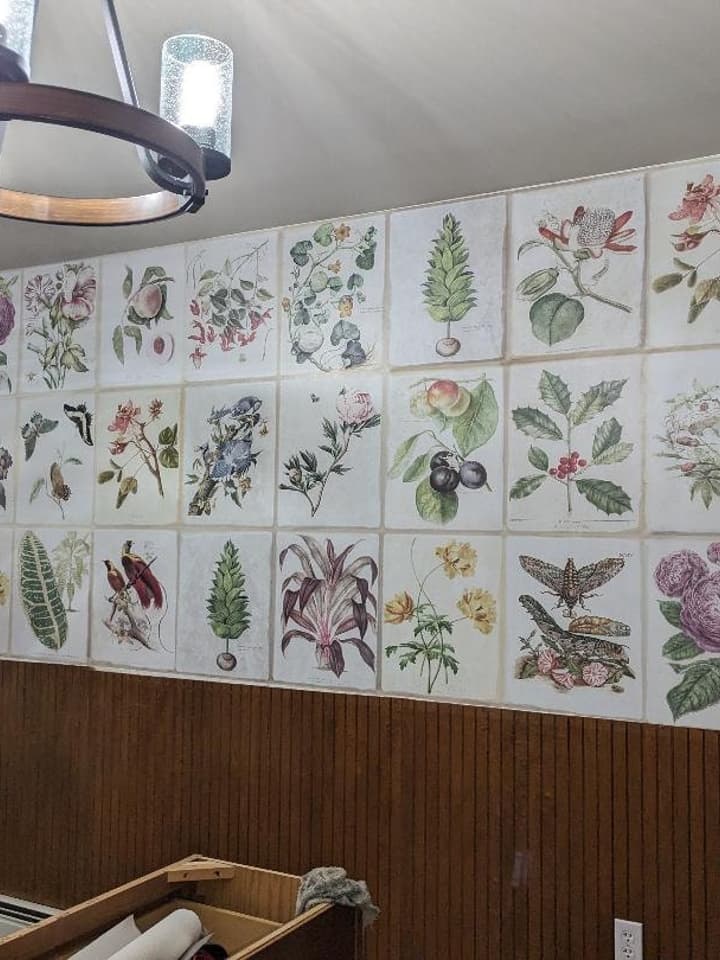 Vintage Floral Ceramic Art Wallpaper Mural