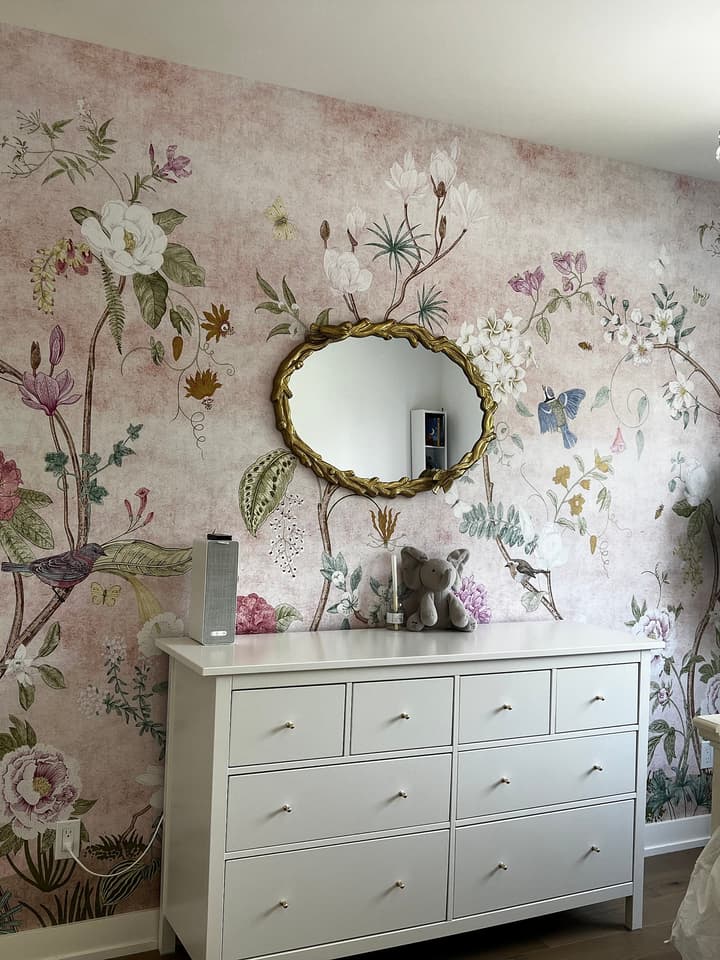 Colorful Chinoiserie Floral Wallpaper Mural