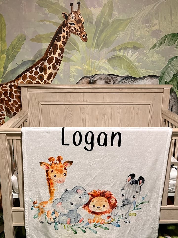 Kids Safari Watercolor Tropical  Forest Jungle Animals Wallpaper Mural
