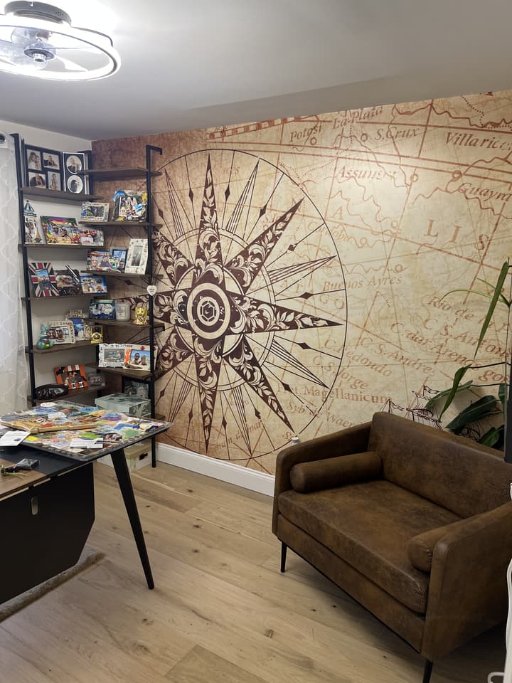 Vintage Map with Compass Wallpaper Mural