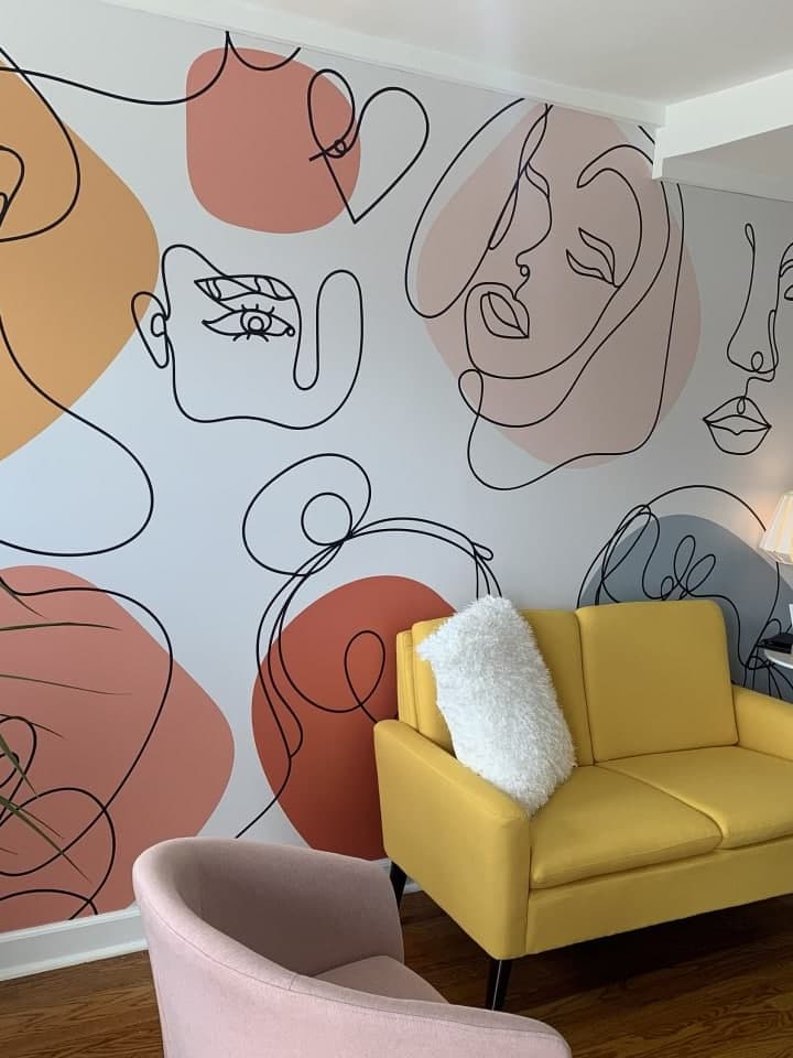 Colorful Abstract Faces Wallpaper Mural