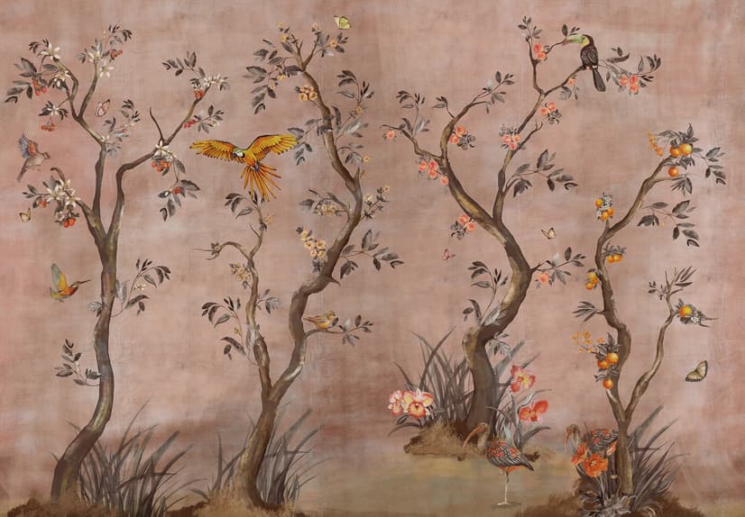Aquarell Chinoiserie Obstbäume Fototapete