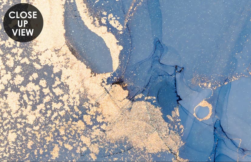 Blue Gold Look Marble with Splash Wallpaper Mural