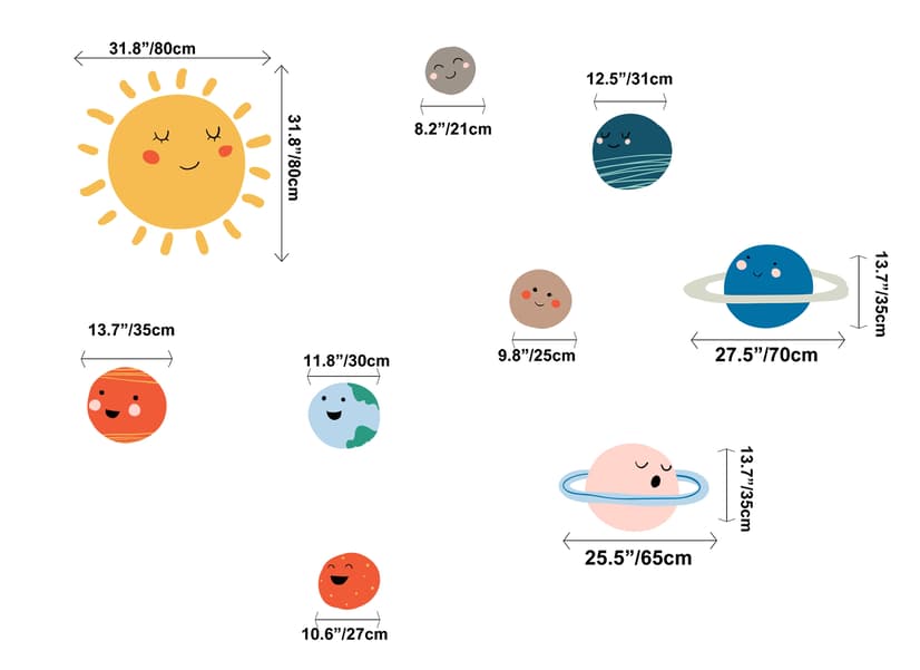 Kids Wall Decal Sun and Planets Wall Decals