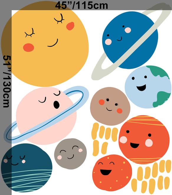 Kids Wall Decal Sun and Planets Wall Decals