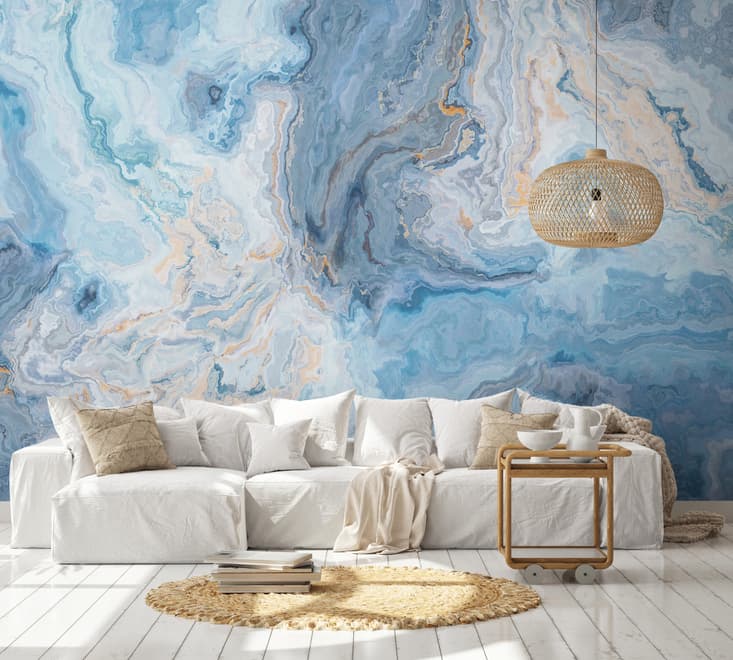 Turquoise Wave Pattern Wallpaper Mural