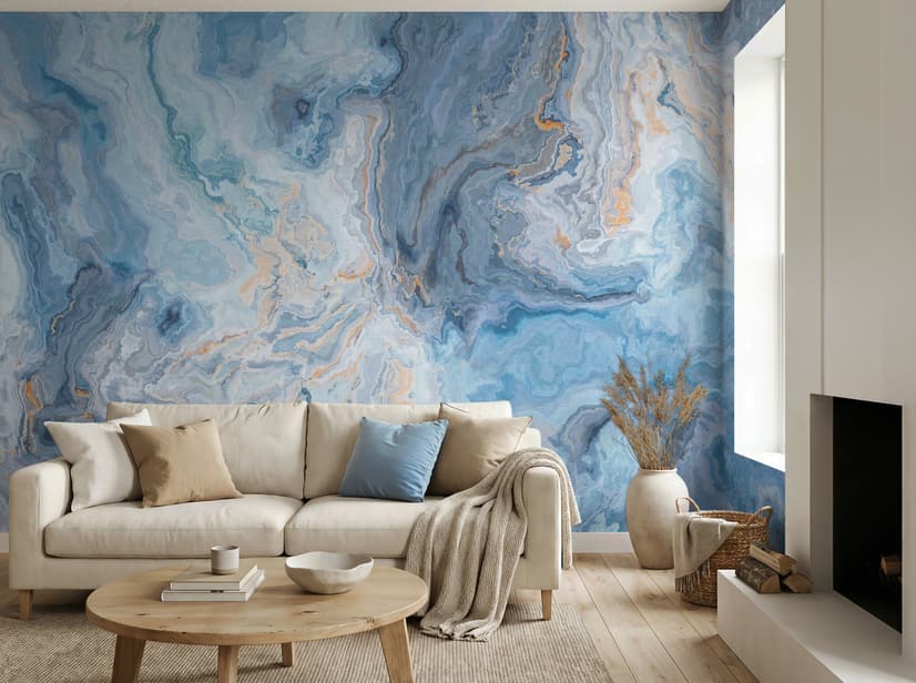 Turquoise Wave Pattern Wallpaper Mural