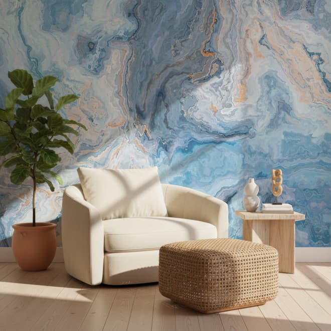 Turquoise Wave Pattern Wallpaper Mural