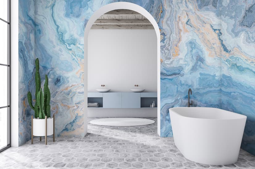 Turquoise Wave Pattern Wallpaper Mural